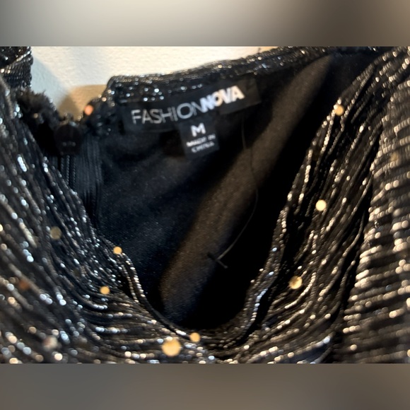 Fashion Nova Medium Evening Dress, Black w/ Silver & Gold Accents - Picture 5 of 5